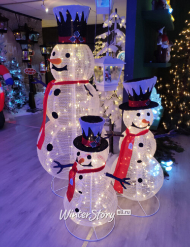 Светящийся Снеговик Гарольд в чёрном цилиндре 120 см, 120 теплых белых LED ламп, IP44 (Peha)