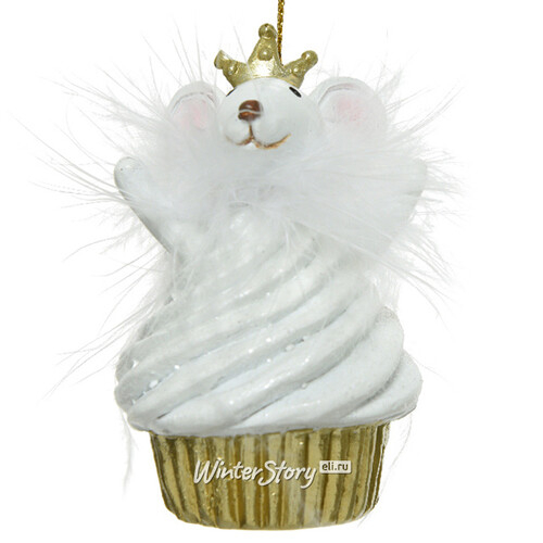 Елочная игрушка Мышка Мила - Принцесса пирожных 9 см, подвеска (Kaemingk)