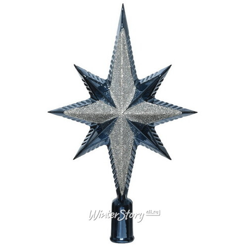 Верхушка Вифлеемская Звезда 25 см синий бархат (Kaemingk)