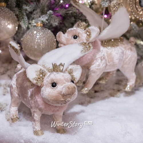 Елочная игрушка Свинка Piggy Angel - Velvet Dreams 18 см, подвеска (Kaemingk)