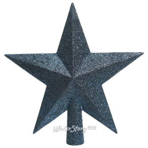 Верхушка Звезда 19 см синий бархат (Kaemingk)