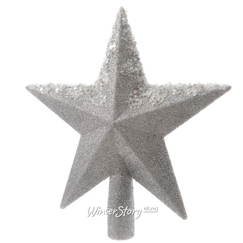 Верхушка Звезда 19 см серебряная заснеженная (Kaemingk)