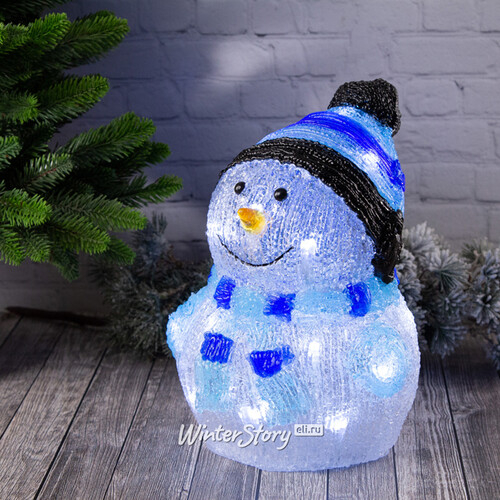 Светящаяся фигура Снеговик Frosty Blue 24 см, 20 LED ламп, на батарейках, IP44 (Kaemingk)