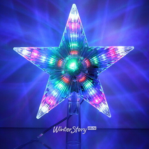 Светящаяся звезда на елку Новогодние Лучи 18 см, 28 разноцветных LED ламп с мерцанием (Serpantin)