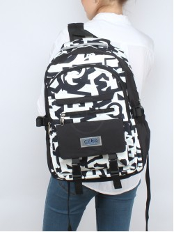 Рюкзак MF-9572, молодежный, 2отд, 1внутр+5внеш.карм, черный/белый 256524