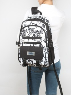 Рюкзак MF-9572, молодежный, 2отд, 1внутр+5внеш.карм, черный/белый 256525