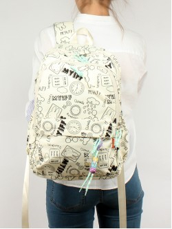 Рюкзак жен текстиль SB-8283, 2отд, 3внутр+4внеш/карм, молочный 255580