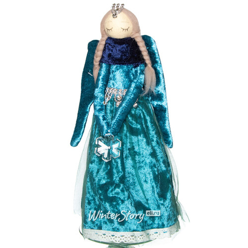 Декоративная фигура Ангел Вайнона 29 см в бархатном изумрудном платье (Due Esse Christmas)