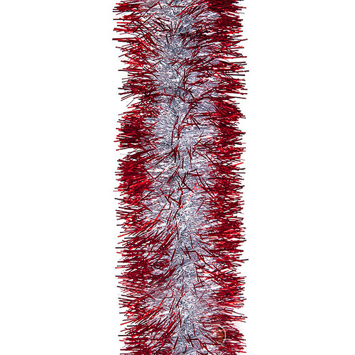 Мишура Праздничная двухцветная 2 м*95 мм серебряная с красным (MOROZCO)