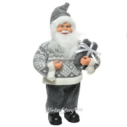 Новогодняя фигура Санта-Клаус в скандинавском свитере 30 см (Kaemingk)