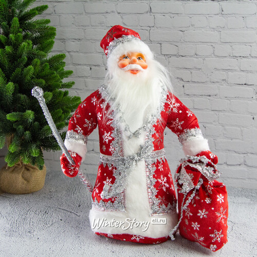 Фигура Дед Мороз - Добрый волшебник в красном кафтане 40 см (Коломеев)