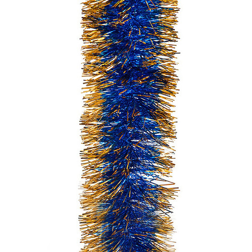 Мишура Праздничная двухцветная 2 м*95 мм синяя с золотым (MOROZCO)
