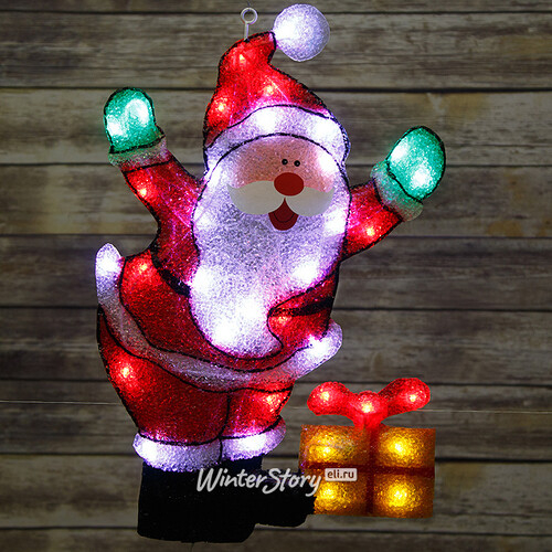 Панно уличное Санта-Клаус с подарком LED, 53*35 см, IP44 (Snowhouse)