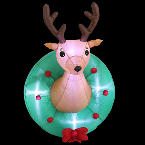 Подвесная надувная фигура Венок с Оленем - Christmas is coming 128 см с LED подсветкой, IP44 (Edelman)