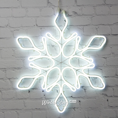 Светодиодная снежинка Аль Аустралис 34 см, 288 холодных белых LED ламп, гибкий неон, IP44 (Kaemingk)