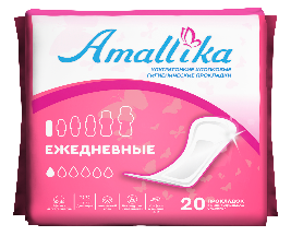 Женские ультратонкие ежедневные хлопковые гигиенические прокладки Amallika (20 шт) AED-20