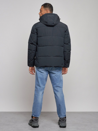 Куртка зимняя молодежная мужская с капюшоном темно-синего цвета 8320TS