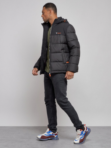 Куртка мужская зимняя с капюшоном спортивная великан черного цвета 8377Ch