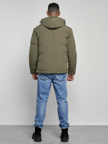 Куртка мужская зимняя с капюшоном спортивная великан цвета хаки 8335Kh