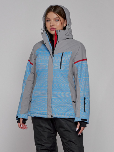 Горнолыжная куртка женская зимняя голубого цвета 2272Gl