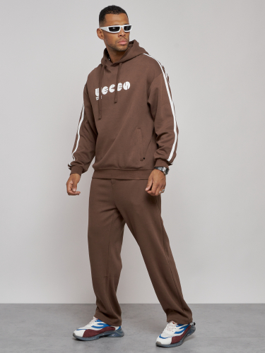 Спортивный костюм мужской трикотажный демисезонный коричневого цвета 120007K