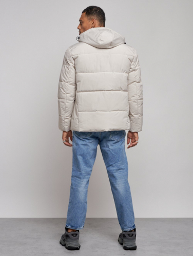 Куртка зимняя молодежная мужская с капюшоном светло-бежевого цвета 8320SB