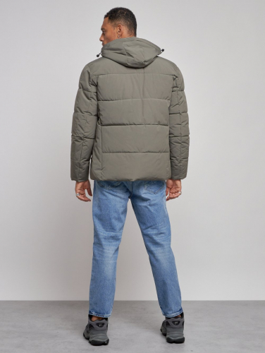 Куртка зимняя молодежная мужская с капюшоном цвета хаки 8320Kh