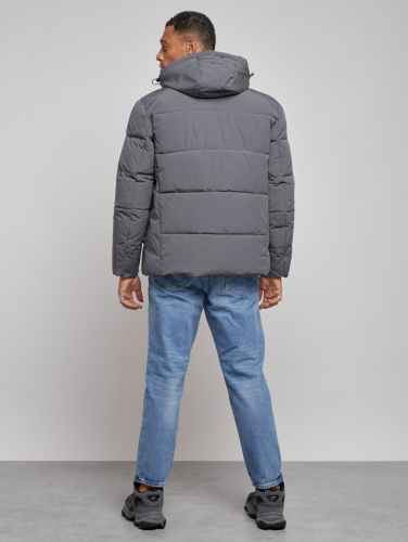Куртка зимняя молодежная мужская с капюшоном темно-серого цвета 8320TC