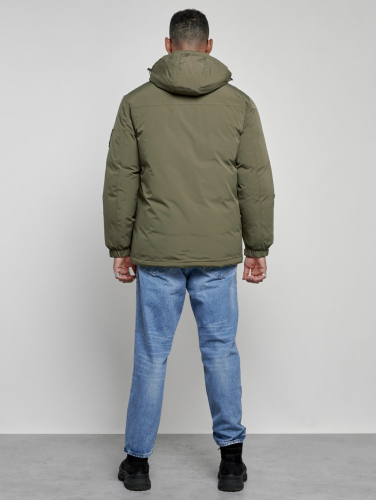 Куртка спортивная мужская зимняя с капюшоном цвета хаки 8360Kh