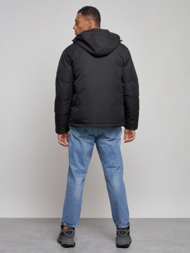 Куртка мужская зимняя с капюшоном спортивная великан черного цвета 8332Ch