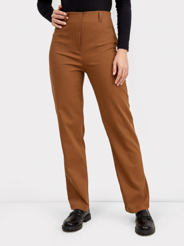 Однотонные брюки прямого силуэта шоколадного цвета