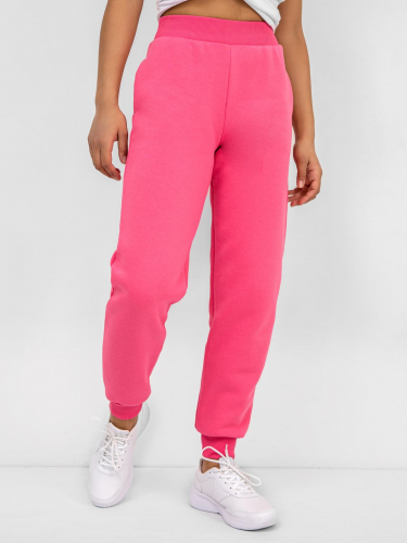 Теплые однотонные брюки-джоггеры в розовом цвете