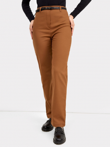 Однотонные брюки прямого силуэта шоколадного цвета