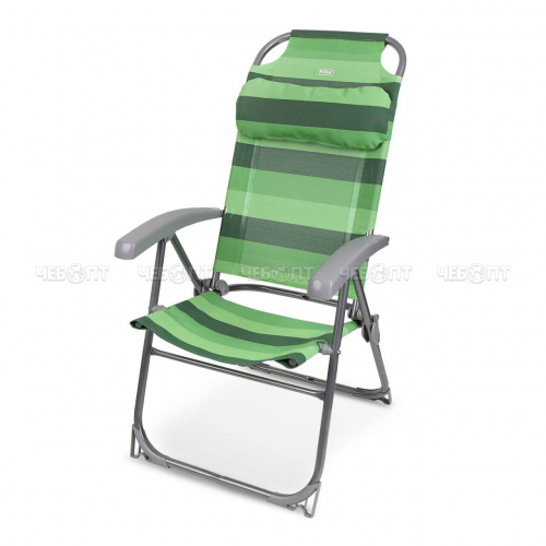 Кресло - шезлонг ЗЕЛЕНЫЙ складное, 8 полож спинки, съемный подгол, размер сиденья 750*590*1090 мм, макс. нагрузка 120 кг арт. К2/3 NIKA [1]