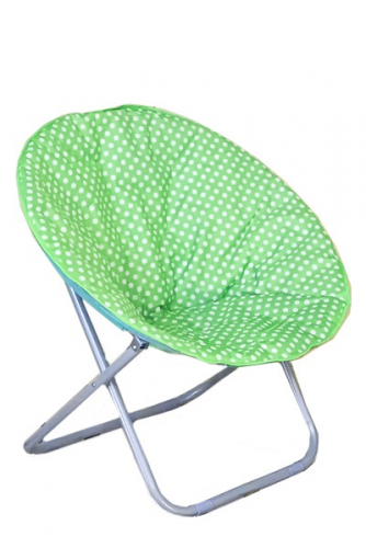 Кресло-шезлонг, d80см, h75, складное, круглое, повышен. комф, цв. зеленый в горош. (1230)