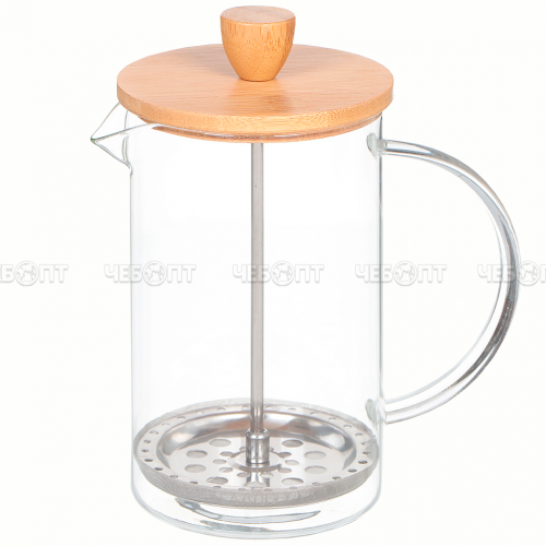 Чайник / кофейник френч-пресс 800 мл MYC-9 жаропрочное стекло, стальной фильтр, бамбуковая крышка арт. 260150 $ [24] GOODSEE