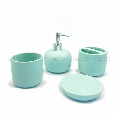 Набор для ванной комнаты 4 предмета (мыльница, дозатор, 2 стаканчика) керамический, глазурь арт. CE2460MA-4, 200098 $ [12] GOODSEE