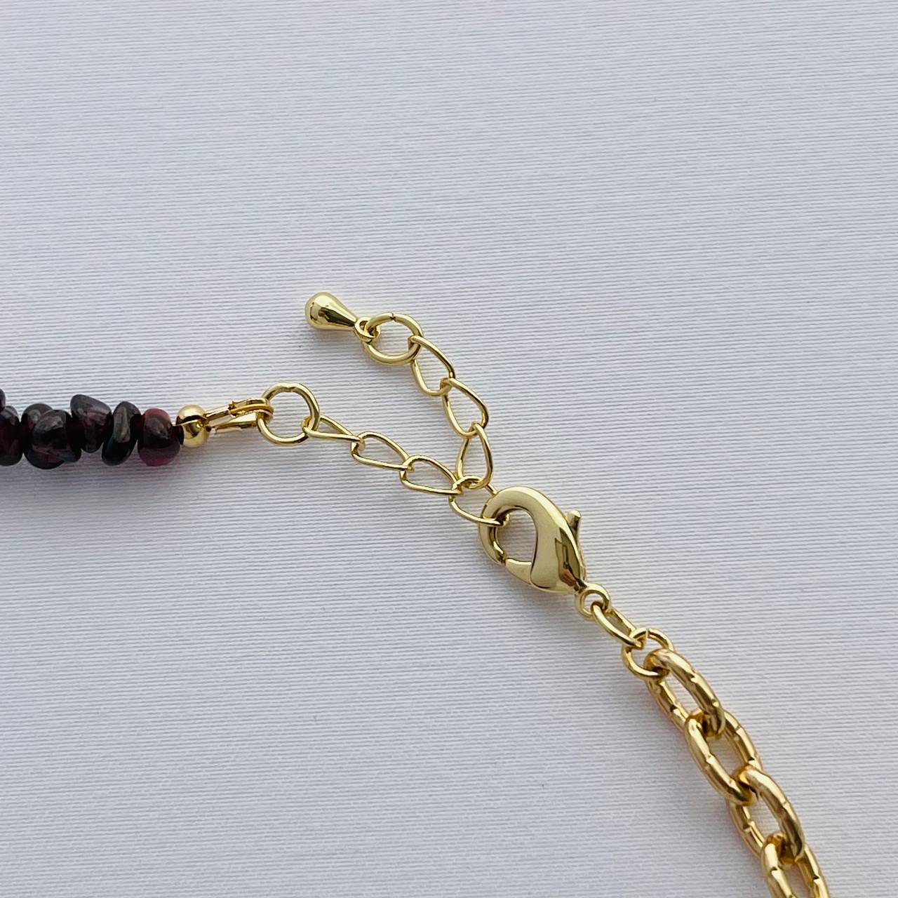 Радуга Самоцветов Колье из Граната и Жемчуга на цепочке с кулоном из Агата