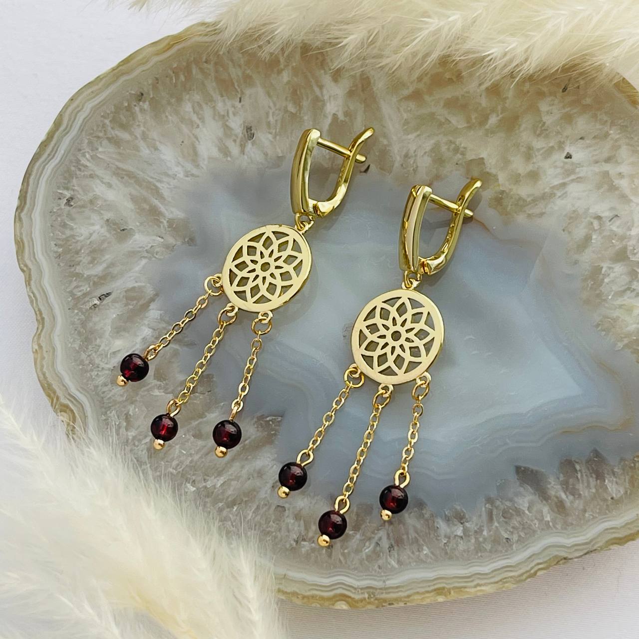 Радуга Самоцветов Серьги из Граната