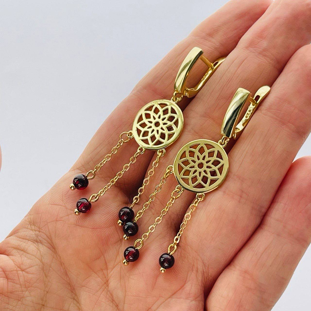 Радуга Самоцветов Серьги из Граната