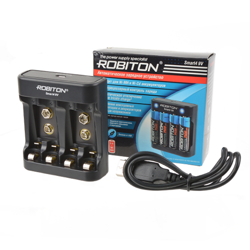 Зарядное устройство Robiton Smart4 9V (автомат,2-4AA,AAA, 2*9V, питание от USB)