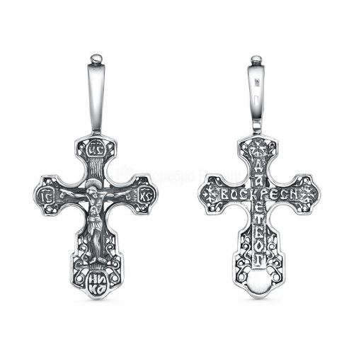 Крест из чернёного серебра - 4 см 925 пробы 2-517ч