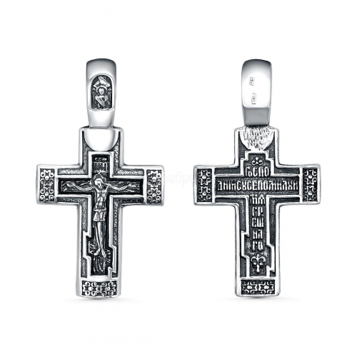 Крест из чернёного серебра - 3,8 см 925 пробы 2-360ч