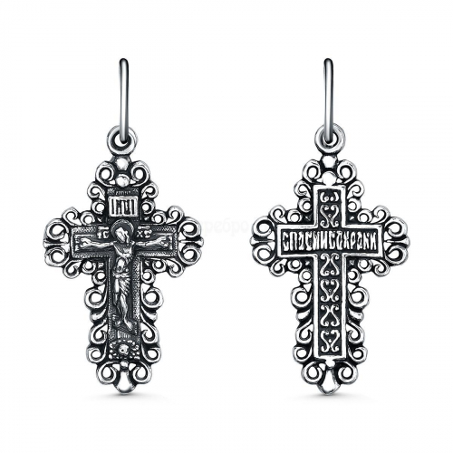 Крест из чернёного серебра - 3 см 925 пробы 2-209ч