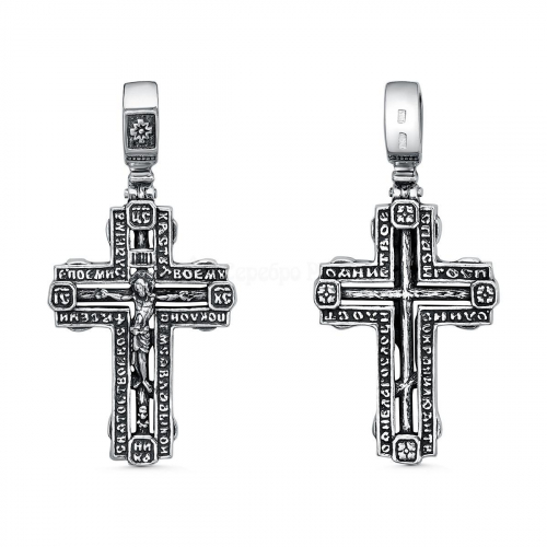 Крест из чернёного серебра - 4 см 925 пробы 2-269ч