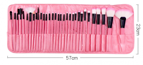 Набор кистей для макияжа (32 шт) розовый