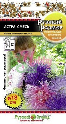 Цветы Астра Русский Размер I смесь (0,3 г) Русский Огород серия Русский Размер