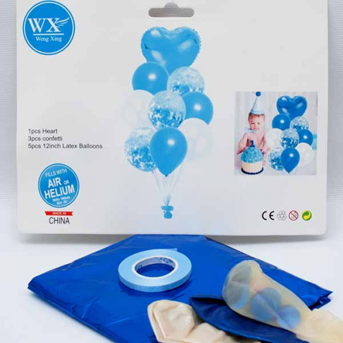 Набор шаров 9 (шар фольгированный 1шт+8 обычных+лента) цвет-синий