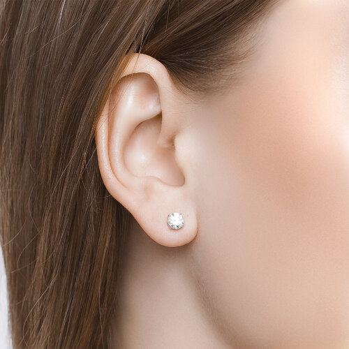 Серьги из серебра с фианитами