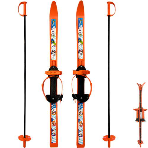 Лыжи детские Вираж-спорт 100/100 см оранжевые с палками из стеклопластика в сетке МПЛ 106.00 Dvizhok в Нижнем Новгороде